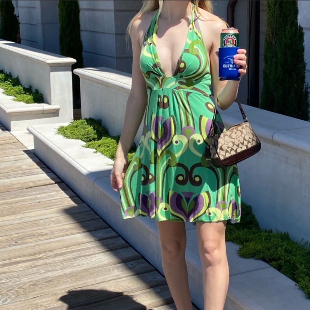Free People 70's Halter Psychedelic Dress